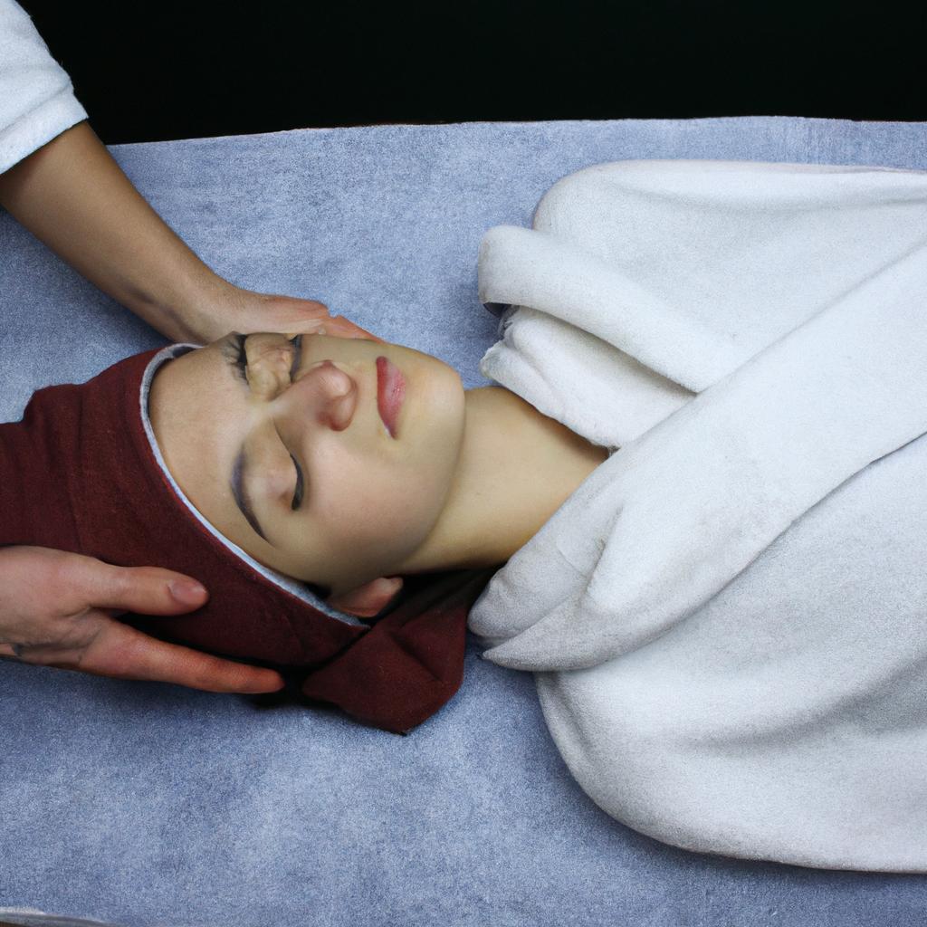 Person receiving spa treatment, relaxing