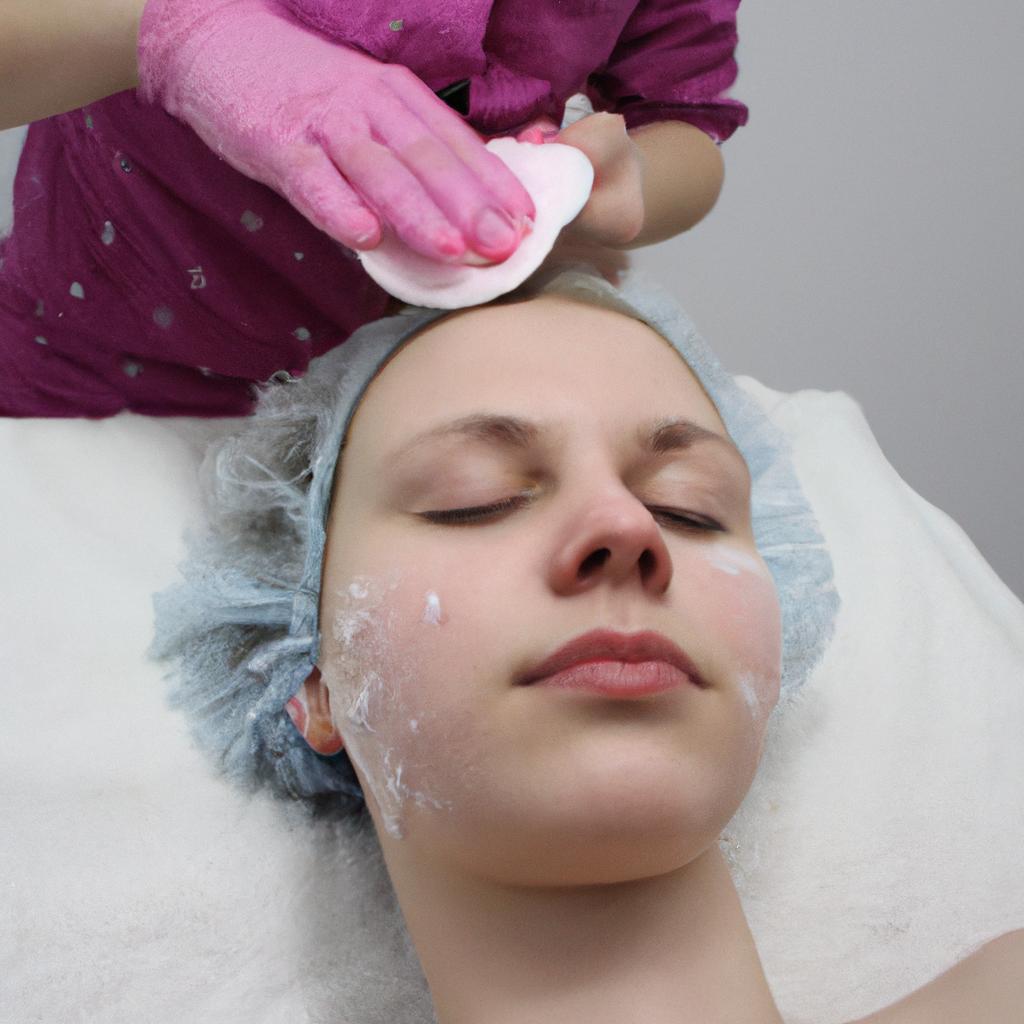 Person receiving facial exfoliation treatment