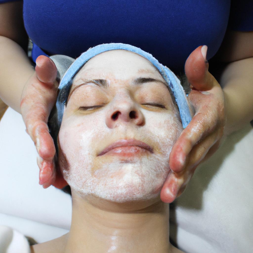 Person receiving facial at spa