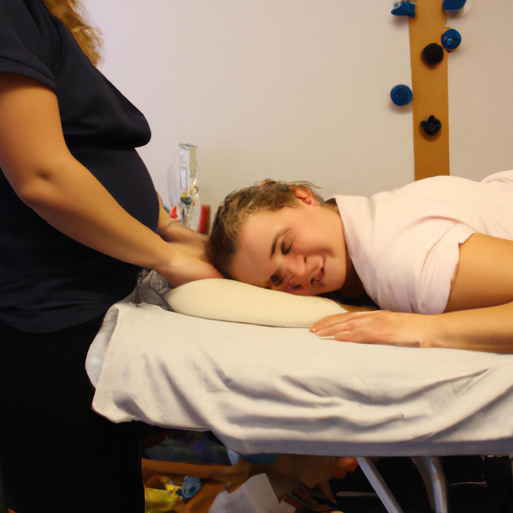 Pregnant woman receiving a massage