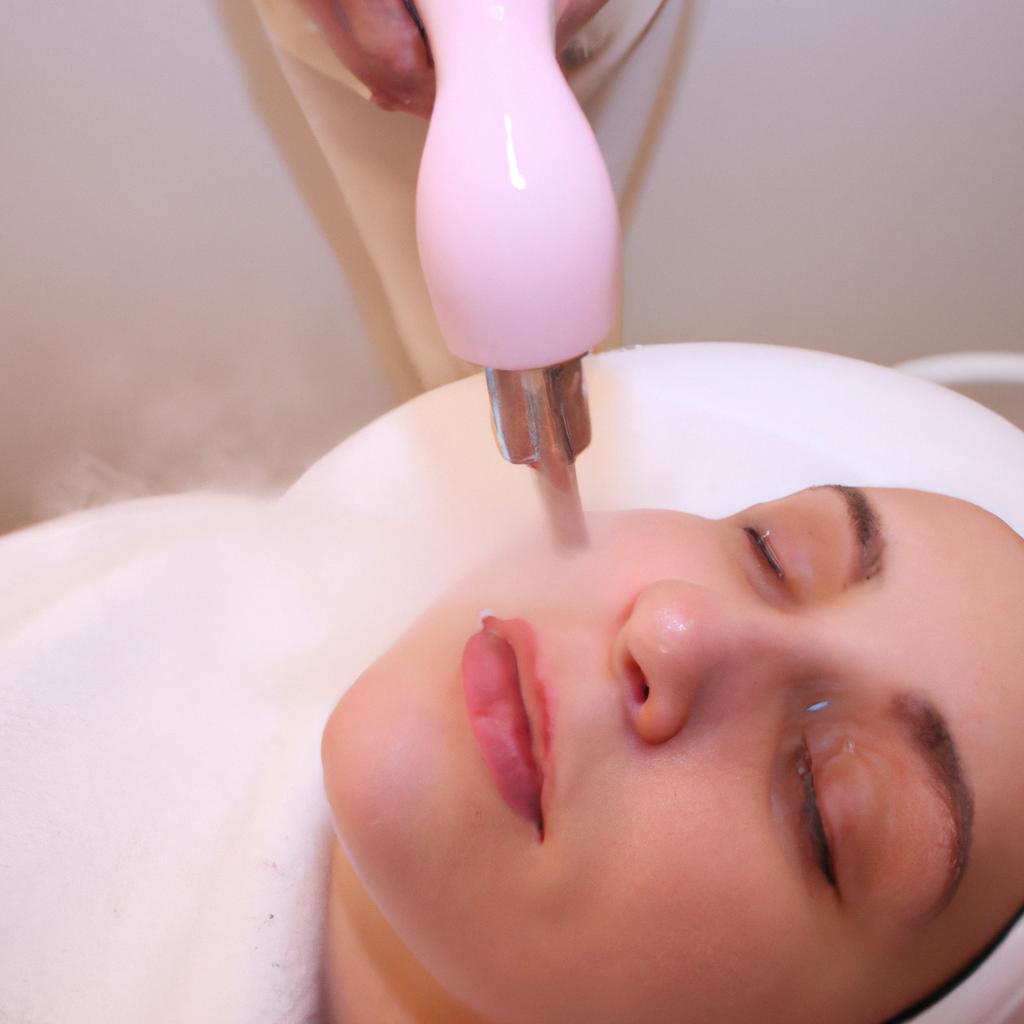 Person receiving steam facial treatment